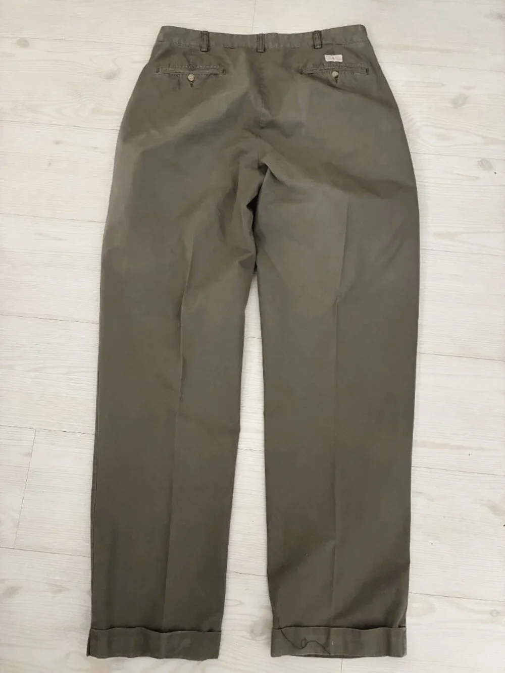 Vintage Polo Ralph Lauren Andrew Pant Pleated Chinos 35x34 Muted Green Cuffed